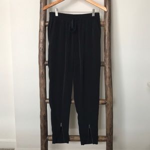 Black silky track pants